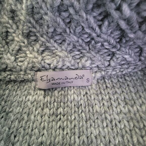 Elsamanda C Cable Knit Wool Alpaca Blend Full Zip Cardigan Sweater Gray - Picture 9 of 12